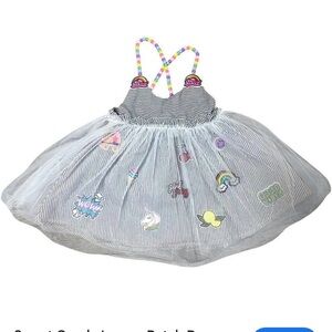 Lola + The Boys size 8 Sweet Candy Lovers Patch Dress - Gray